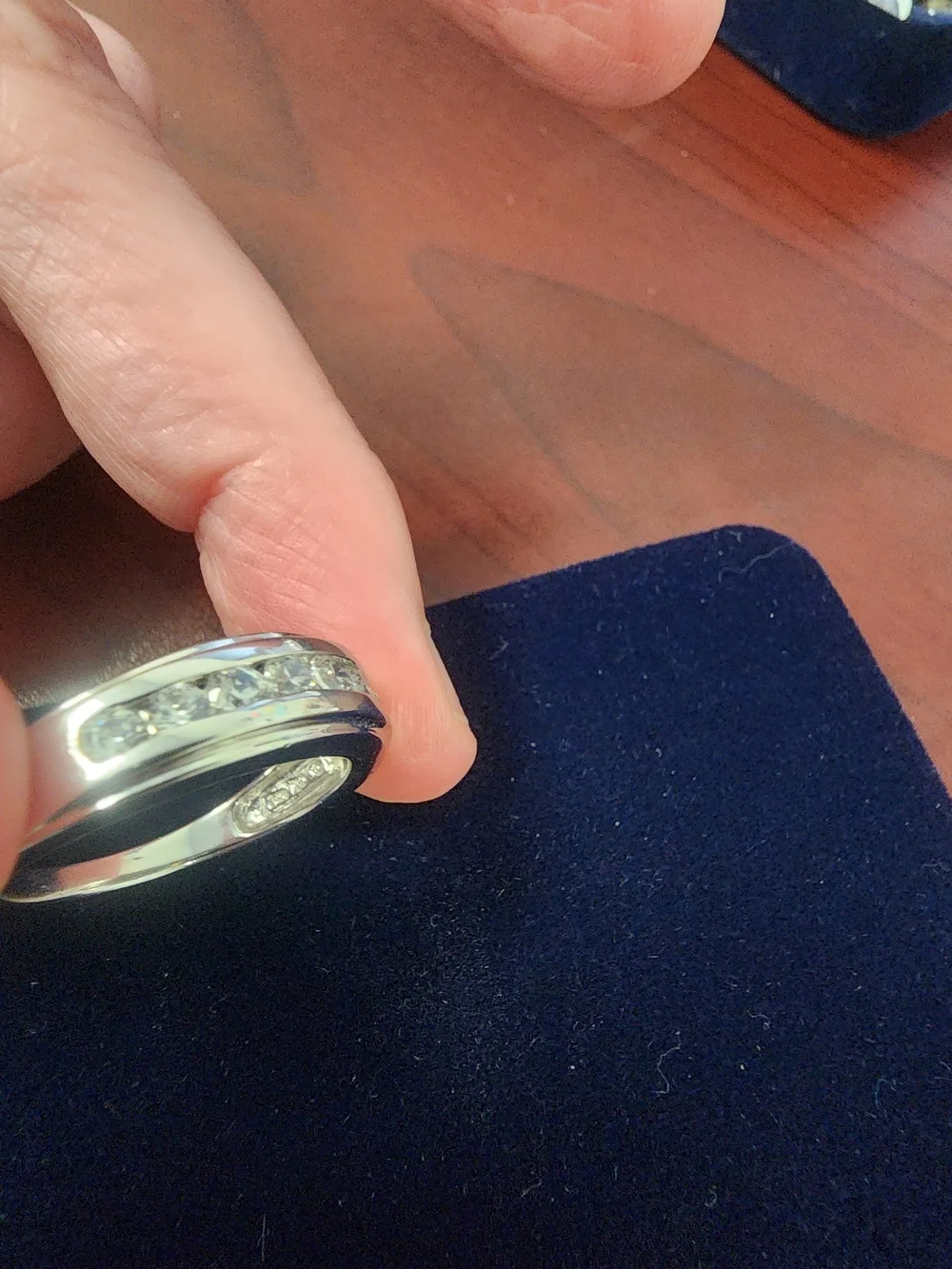 925 Silver Crystal Inlay Band Ring Sz 9